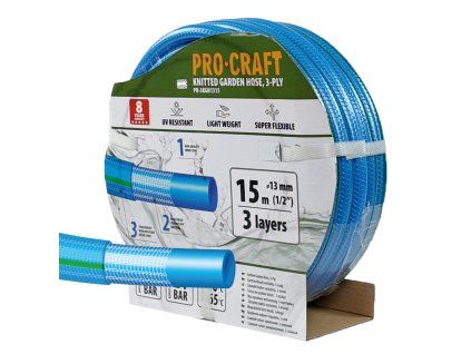 Modrá zahradní hadice Procraft PR-3KGH1315 3 vrstvy, 1/2" 15m