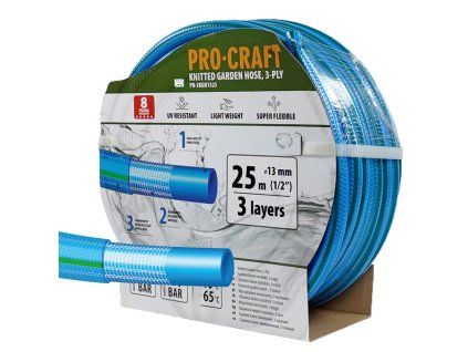 Modrá zahradní hadice Procraft PR-3KGH1325 3 vrstvy, 1/2" 25m