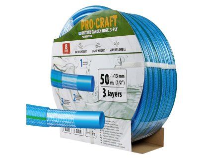 Modrá zahradní hadice Procraft PR-3KGH1350 3 vrstvy, 1/2" 50m