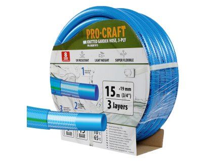 Modrá zahradní hadice Procraft PR-3KGH1915 3 vrstvy, 3/4" 15 m