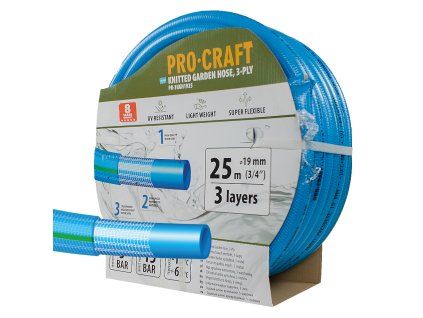 Modrá zahradní hadice Procraft PR-3KGH1925 3 vrstvy, 3/4" 25 m