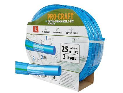 Modrá zahradní hadice Procraft PR-3KGH2525 3 vrstvy, 1" 25 m