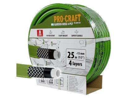 Zelená zahradní hadice Procraft PR-4GH1325 4 vrstvy, 1/2" 25 m
