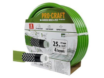 Zelená zahradní hadice Procraft PR-4GH1925 4 vrstvy, 3/4" 25 m