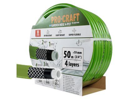 Zelená zahradní hadice Procraft PR-4GH1950 4 vrstvy, 3/4" 50 m
