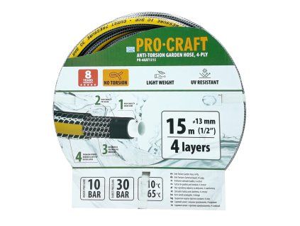 Černo-žlutá zahradní hadice Procraft PR-4KAT1315