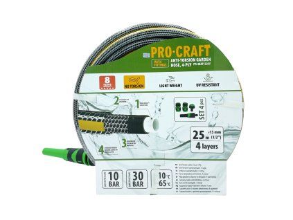 Černo-žlutá zahradní hadice Procraft PR-4KAT1325F