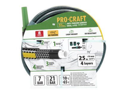 Černo-žlutá zahradní hadice Procraft PR-4KAT1925F
