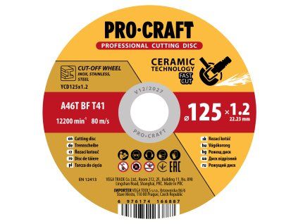 Keramický řezný kotouč Procraft YСD125x1.2