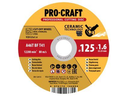 Keramický řezný kotouč Procraft YСD125x1.6