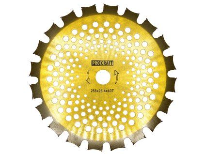 Nůž křovinořezu (kotouč) (D255*25.4) 40Т  (oboustranný) (gold) PROCRAFT