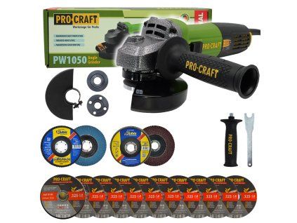 Bruska úhlová Procraft PW1050 + 10x řezný kotouč, 2x lamelový kotouč