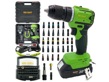 Aku vrtací šroubovák Procraft SPA18LiN se sadou bitů BS-32