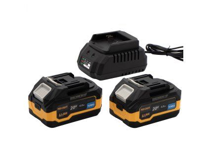 Sada baterie 20V 4Ah (2 ks) + 1 nabíječka Procraft PBC-Set 2