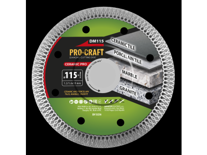 Diamantový řezný kotouč Ceramic PRO Procraft DM115