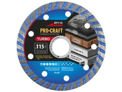 Diamantový řezný kotouč Turbo Procraft DT115