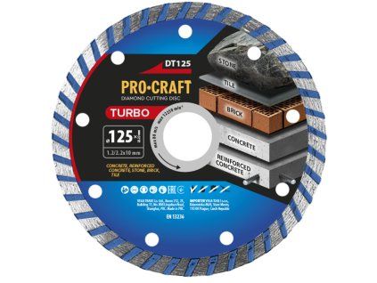 Diamantový řezný kotouč Turbo Procraft DT125