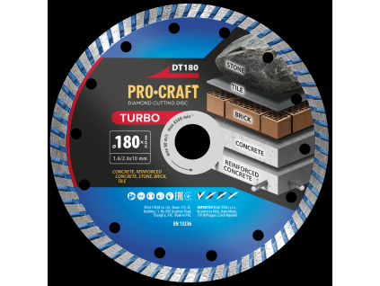 Diamantový řezný kotouč Turbo Procraft DT180