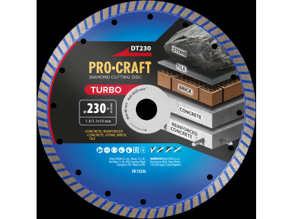 Diamantový řezný kotouč Turbo Procraft DT230