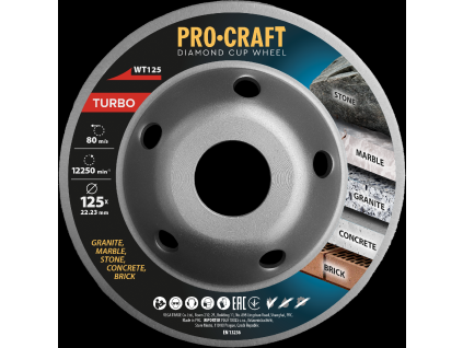Diamantový brusný kotouč (hrncový) Procraft WT125 Turbo