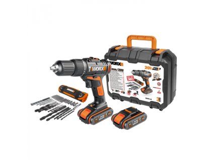 WX371.10 - Aku vrtačka s příklepem 20V 40Nm 2x2.0Ah + kufr - Powershare