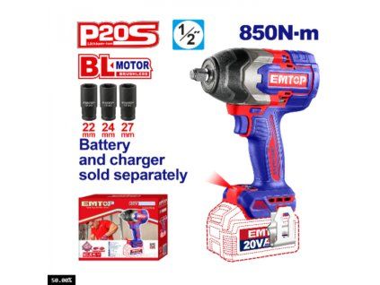 Aku rázový utahovák 20V 850Nm 1/2" solo