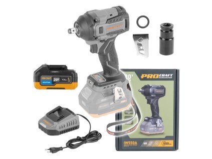 Sada aku rázový utahovák Procraft Industrial IW550A  + baterie 20/4 Industrial a nabíječka C20/2