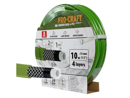 Zelená zahradní hadice Procraft PR-4GH1310 4 vrstvy, 1/2" 10 m